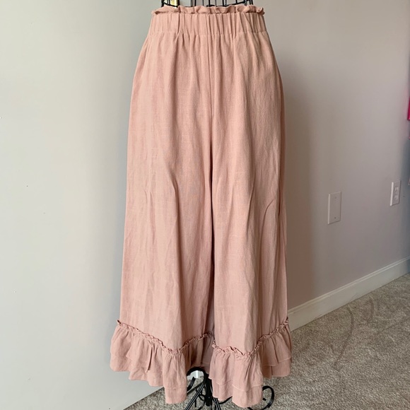 ♥️ 1 LEFT! High-Waist Linen Pink Boho Pants - Picture 7 of 8